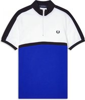Fred Perry - Colour Block Polo Shirt - Polo met Ritssluiting - L - Blauw