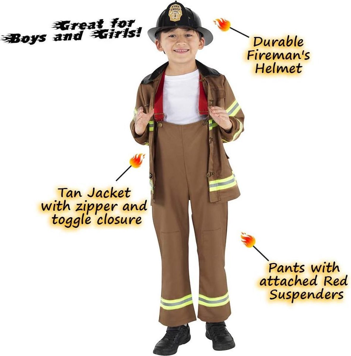 Dress up America - Déguisement de pompier pour adulte - Taille 173-206cm -  Noir - 340-XXL