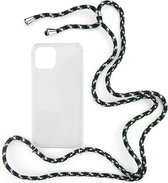 Shop4 - iPhone 12 Hoesje - Zachte Back Case met Koord Camouflage Groen