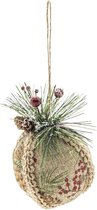 Clayre & Eef Kerstbal 10*8*11 cm Meerkleurig Foam Rond Kerstboomversiering Kerstversiering Kerstdecoratie