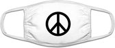 Peace logo mondkapje | grappig | gezichtsmasker | bescherming | bedrukt | logo | Wit mondmasker van katoen, uitwasbaar & herbruikbaar. Geschikt voor OV