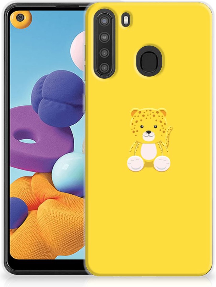 Samsung Galaxy A21 Telefoonhoesje met Naam Baby Leopard