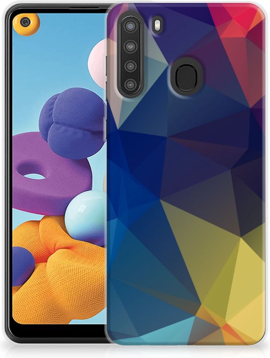 Samsung Galaxy A21 TPU Hoesje Polygon Dark