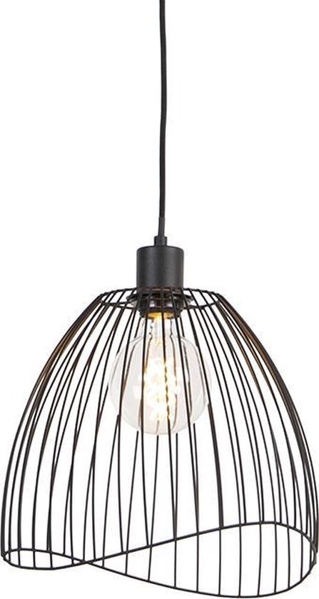 QAZQA pua - Design Hanglamp - 1 lichts - Ø 29 cm - Zwart - Woonkamer | Slaapkamer | Keuken