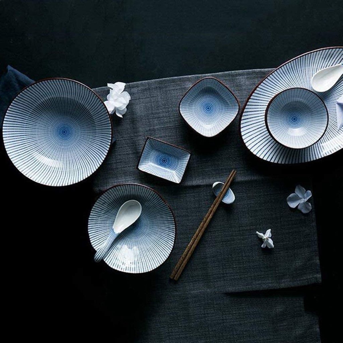 Edo Japan | ANSEN| Japanse Sushi Servies Set | 6-Delig | 2 Persoons In Geschenkdoos