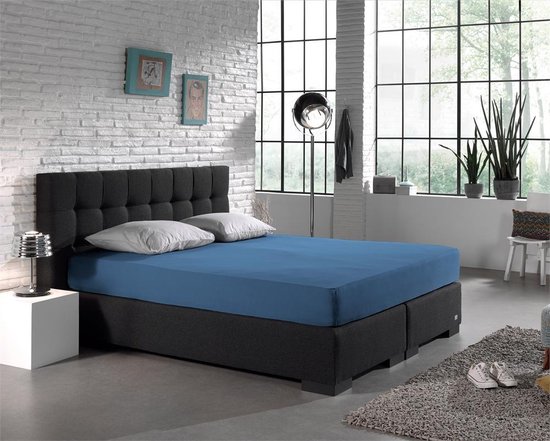 Zachte Dubbel Jersey Tweepersoons Hoeslaken Blauw | 140x200/210/220 | 220 gr/m2 Dichtgebreid | Comfortabel