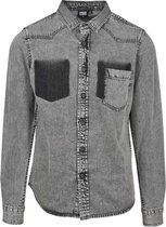 Urban Classics Overhemd -L- Denim Pocket Grijs