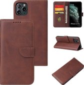 Case2go - Hoesje geschikt voor iPhone 11 Pro Max - Wallet Book Case - Ruimte voor 3 pasjes - Donker Bruin