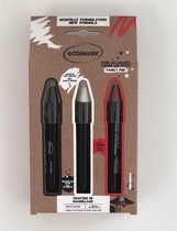 GOODMARK - 3 schmink potloden wit, zwart, rood