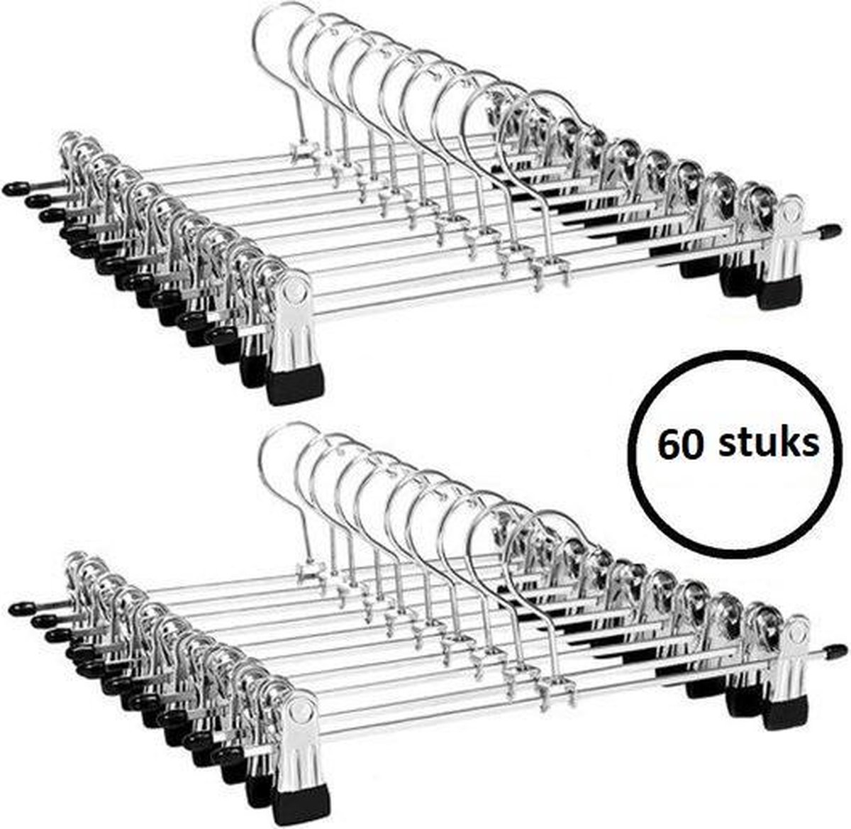 Relaxwonen - 60 broekhangers - extra stevig - metaal - verstelbaar