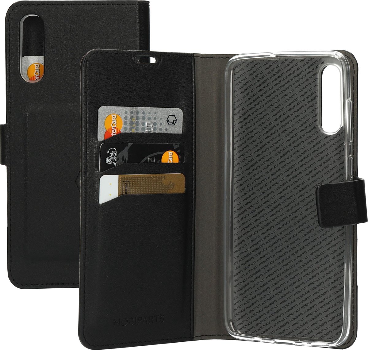 Samsung Galaxy A70 Hoesje - Premium Wallet/Boekhoesje - Eco Leer - Magneet Sluiting - Opberg vakken - Zwart - Mobiparts