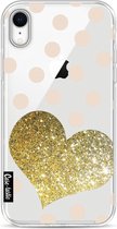 Casetastic Apple iPhone XR Hoesje - Softcover Hoesje met Design - Glitter Heart Print