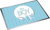 Deurmat/buitenmat geboorte jongen 40 x 60 cm - Geboorte feestartikelen deurmatten/buitenmatten/inloopmatten blauw