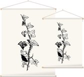 Klimop zwart-wit (Ivy) - Foto op Textielposter - 60 x 80 cm