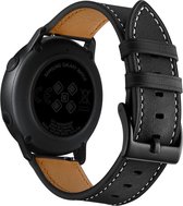YONO Leer Bandje 20mm - Luxe Leren Horlogeband geschikt voor Samsung Galaxy Watch 5 / Pro / 4 / 3 / Active 2 - Garmin Approach / Forerunner / Venu 2 Plus / SQ / Vivomove - Polar Ignite / Unite – Huawei - Zwart