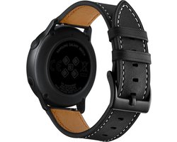 YONO Leer Bandje 20mm - Luxe Leren Horlogebandje geschikt voor Samsung Galaxy Watch 6 / 5 / Pro / 4 / 3 / Active 2 - Polar Ignite / Unite – Huawei - Zwart