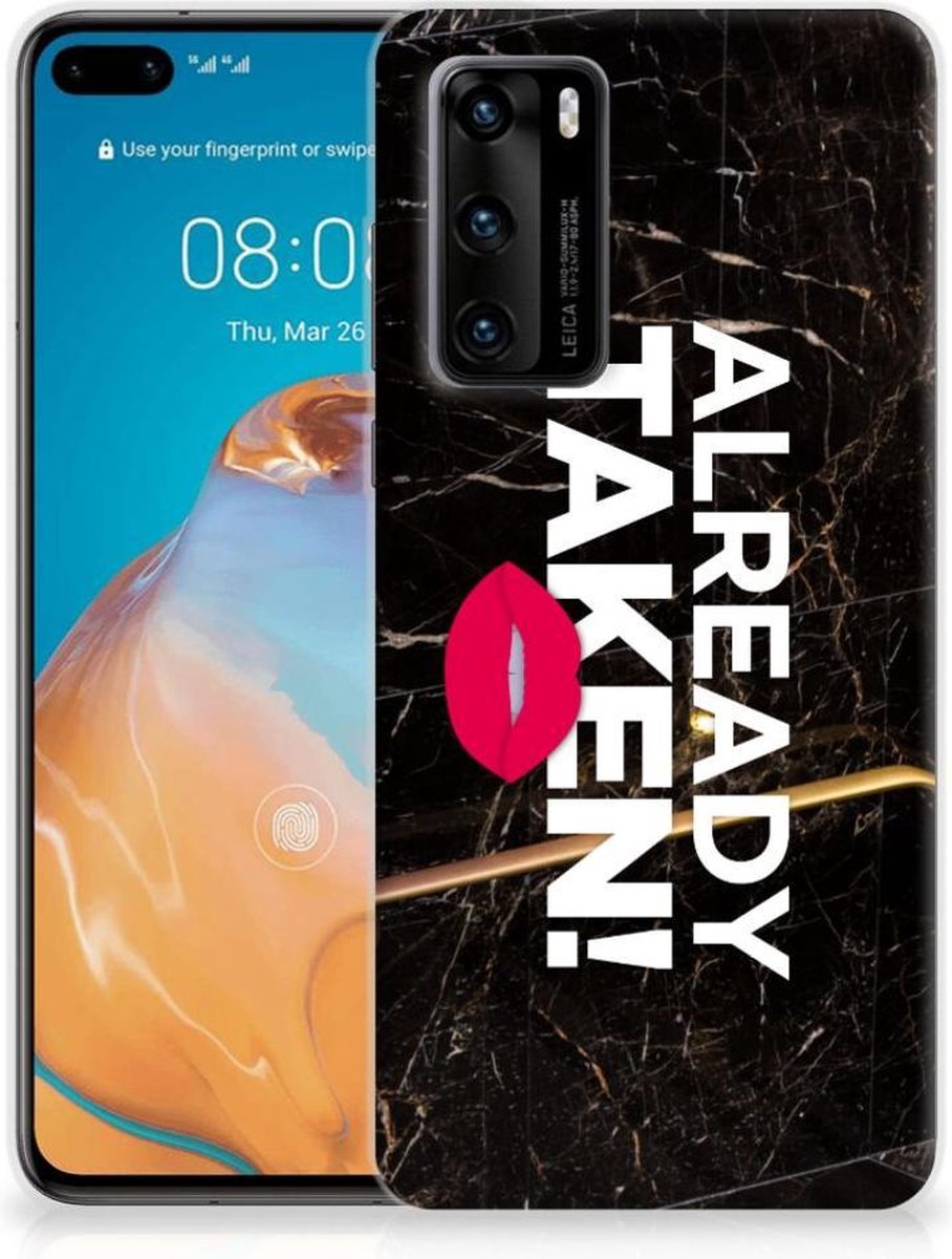 Huawei P40 Siliconen hoesje met naam Already Taken Black