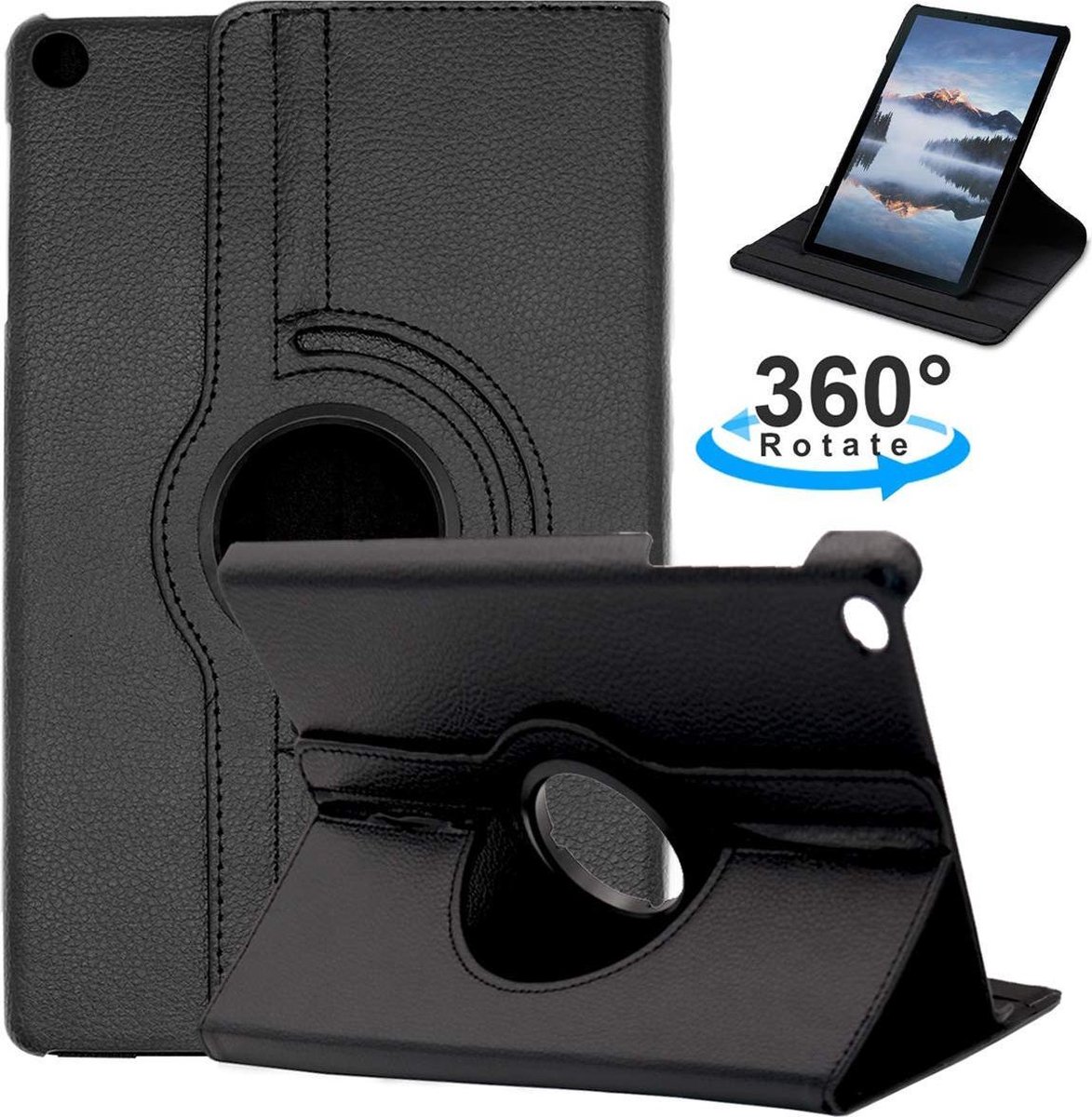 Book Cover Geschikt voor: Samsung Galaxy Tab S6 Lite (2024) & Tab S6 Lite 10.4-inch SM P610 / P615 (2022) Draaibaar Hoesje 360 Rotating Multi stand Case - Zwart