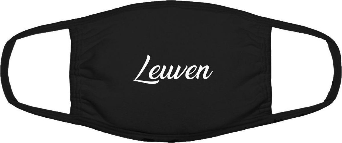 Leuven mondkapje | gezichtsmasker | bescherming | bedrukt | logo | Zwart mondmasker van katoen, uitwasbaar & herbruikbaar. Geschikt voor OV