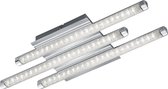 LED Plafondlamp - Plafondverlichting - Trion Staton - 12W - Warm Wit 3000K - Rechthoek - Mat Chroom - Aluminium - BSE