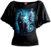 Spiral Dames Tshirt -L- CAT AND FAIRY Boothals Zwart