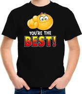 Funny emoticon t-shirt youre the best zwart voor kids -  Fun / cadeau shirt 158/164