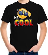 Funny emoticon t-shirt Mr.Cool zwart kids XL (158-164)