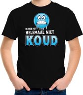 Funny emoticon t-shirt ik heb het helemaal niet koud zwart voor kids M (134-140)