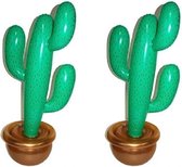 Pakket van 2x stuks mexicaanse Cactus plant opblaasbaar 90 cm - Tropische Hawaii feestartikelen/versiering
