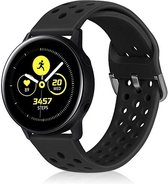 Siliconen Smartwatch bandje - Geschikt voor  Samsung Galaxy Watch 42mm siliconen bandje met gaatjes - zwart - Horlogeband / Polsband / Armband
