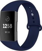 Siliconen Smartwatch bandje - Geschikt voor  Fitbit Charge 4 sportband - donkerblauw - Maat: S - Horlogeband / Polsband / Armband