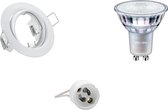 LED Spot Set - GU10 Fitting - Inbouw Rond - Mat Wit - Kantelbaar Ø83mm - Philips - MASTER 927 36D VLE - 4.9W - Warm Wit 2200K-2700K - DimTone Dimbaar - BES LED