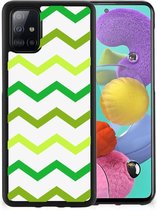 TPU Siliconen Hoesje met Foto Geschikt voor Samsung Galaxy A51 Telefoonhoesje met Zwarte rand Zigzag Groen