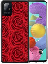 TPU Bumper Geschikt voor Samsung Galaxy A51 GSM Hoesje met Zwarte rand Red Roses