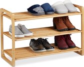 Relaxdays étagère à chaussures bambou - armoire à chaussures 3 couches - empilable - rangement chaussures bois