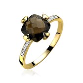 Zinzi Gold 14 karaat gouden ring diamant bruin ZGR71