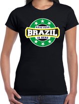 Have fear Brazil is here / Brazilie supporter t-shirt zwart voor dames XS