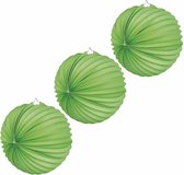 Set van 12x stuks party bol Lampionnen lichtgroen 22 cm - Groene feestartikelen/verjaardag/versiering