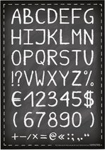 Educatieve poster (Posterpapier) - Alfanumeriek zwart krijtbord - 29.7 x 42 cm (A3)