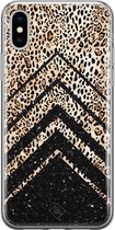 iPhone X/XS hoesje siliconen - Chevron luipaard | Apple iPhone Xs case | TPU backcover transparant