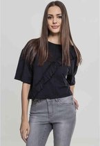 Urban Classics Crop top -L- Oversize Volant Zwart