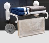 Decopatent® Handdoekenrek hangend Legplank - Hang stang en 2 Ophang Haken - Zonder boren - Muur - Wand - Handdoekrek Badkamer