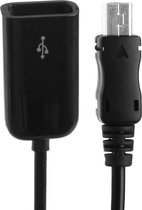 Mini 5-pin USB naar USB 2.0 vrouwtje opgerolde kabel / Veerkabel met OTG functie, Lengte: 22cm (kan tot 85cm verlengd worden)