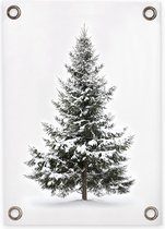 Villa Madelief Tuinposter Dennenboom - 50x70cm - Vinyl - Tuindecoratie - Tuinschilderij - Schuttingposter - Tuindoek - Buitenposter voor in de tuin - Waterafstotend - Kerst Collectie