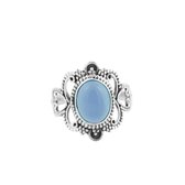 Jewelryz Ceara | Ring 925 zilver met chalcedoon (blauw) | Maat 18