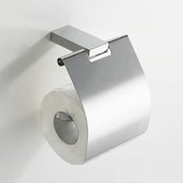 Saqu Soft Square WC Rolhouder - met Klep - Chroom - Toiletrolhouder - WC Papier Houder