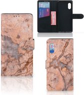 Wallet Book Case Geschikt voor Samsung Xcover Pro Telefoon Hoesje Marmer Oranje