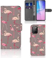 Hoesje met naam Geschikt voor Samsung S10 Lite Wallet Case Flamingo