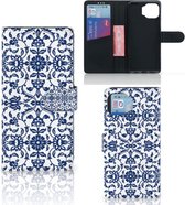 Telefoon Hoesje Motorola Moto G 5G Plus Book Case Flower Blue