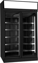 Professionele Display koelkast | 1000 L | 2 Glasdeuren | zwart | Lichtbak | Combisteel | 7455.2405 | Horeca